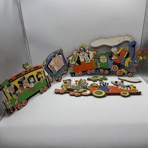 Walt Disney Casey Jr 1940's Wall Hang Train in 3 Trains Pieces 2 Small. VTG